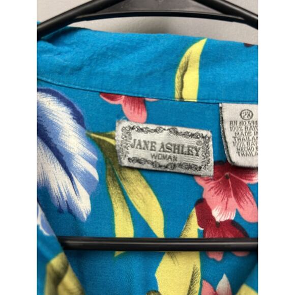 Jane Ashley Shirt Mens 2XL Hawaiian Floral Rayon Button Up Vacation Tropical - Picture 4 of 7